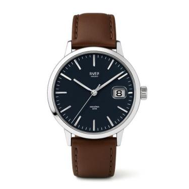 Imagem de Relógio Masculino de Couro Amazônia Fundo Azul Prata 40mm - Bazeli