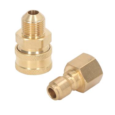Imagem de aqxreight Acessórios de Conexão Rápida para Lavadora de Alta Pressão 5000PSI - Adaptador de Latão para Mangueira, Bomba e Spray - Rosca M18x1,5mm - Design de Trava Segura - para Longevidade (Tomada