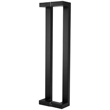 Imagem de Puxador de porta de vidro quadrado duplo curvado de aço inoxidável preto puxador de porta de madeira porta de celeiro deslizante 5 comprimentos - 1000 × 975 mm