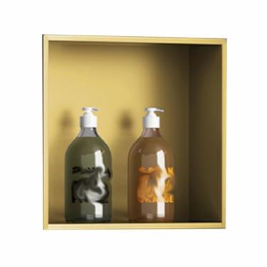 Imagem de Prateleira de nicho de chuveiro de aço inoxidável premium - Armazenamento de banheiro embutido à prova d'água antiarranhões para sala de estar e cozinha - Acabamento dourado elegante (32 x 32 cm)