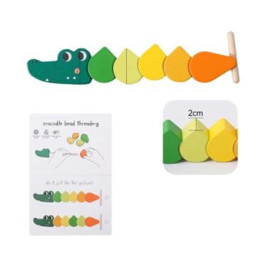 Imagem de Brinquedos De Encaixe De Animais De Madeira Para Bebês, Crocodilo Mont