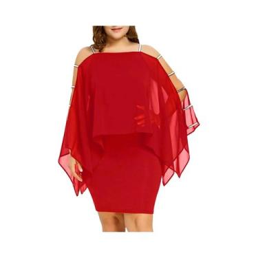 Imagem de Vestido Vermelho De Malha Ombro a Ombro Para Mulheres, Sexy, Com Alças
