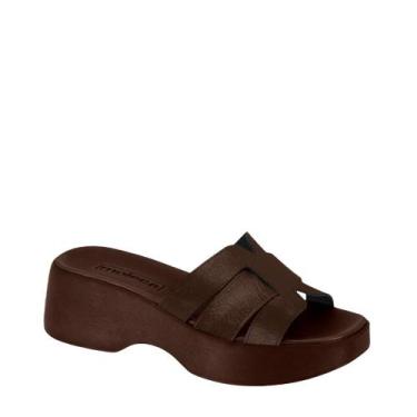 Imagem de Tamanco Feminino Plataforma Anabela Leve Moleca 5503.119, Chocolate, 3