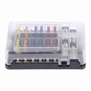 Imagem de Sunydog Suporte de Bloco de Caixa Fusíveis Lâmina 12 Vias Com Luz LED, Universal à Prova D'água para Iate Marinho Automotivo, Materiais, Adesivos DIY, Fácil Operar