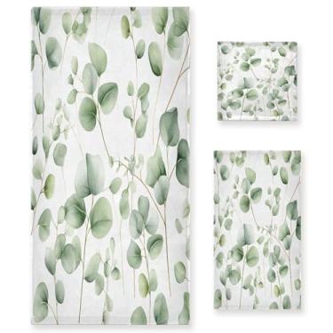 Imagem de xigua Conjunto de toalhas de banheiro de folhas verdes absorvente macio toalha de banho de 3 peças toalha de mão toalhas decorativas para banheiro, academia, hotel, praia, piscina