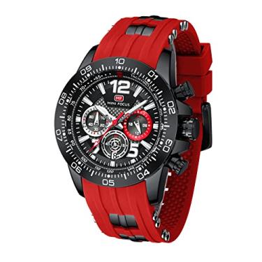 Imagem de Relógio de pulso masculino Mini Focus Shield Case (cronógrafo/à prova d'água/luminoso/calendário) relógio legal para homens, Vermelho-preto