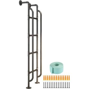 Imagem de Escada Loft Heavy Duty 195.6 cm - Degraus do sótão com corrimãos e enchimento de espuma antiderrapante, escada de beliche para acesso seguro (preto, 196 cm)