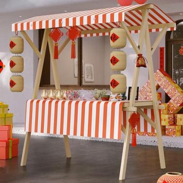 Imagem de Barraca de mercado dobrável resistente, carrinho de comida portátil para rua e shoppings, cabine de concessão multifuncional ao ar livre para shows de artesanato e promoções (grande, laranja)