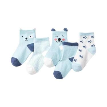 Imagem de Meias De Bebê Em Estilo Cartoon, 5 Pares, De Algodão Macio, Para Menin