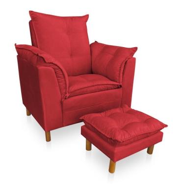 Imagem de Kit Poltrona Amamentação Sara E Puff Veludo Vermelho Sky Mobile