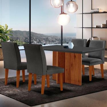 Imagem de Mesa Olimpia 120 Mdf Canto Reto Com 4 Cadeiras