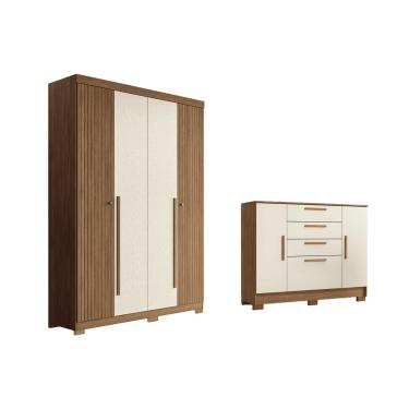 Imagem de Quarto Completo Modu +Cômoda QC331 Jatoba/Areia - Santos Andirá