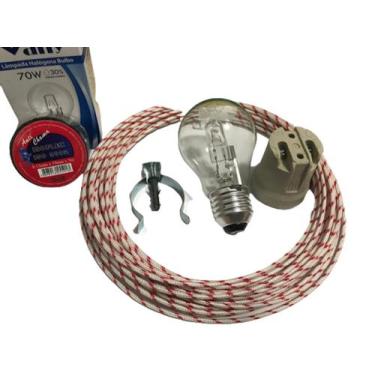 Imagem de Kit Lampada 120w, Fio (4m) Soquete, Suporte P/ Churrasqueira - Propria