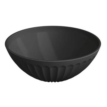 Imagem de Saladeira 1L Tigela Redonda Plástica Preta 18x7,5cm Pipoca - UZ Utilid