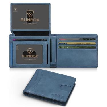 Imagem de Carteira de couro RUNBOX Slim com bloqueio de RFID 11x8x2 cm