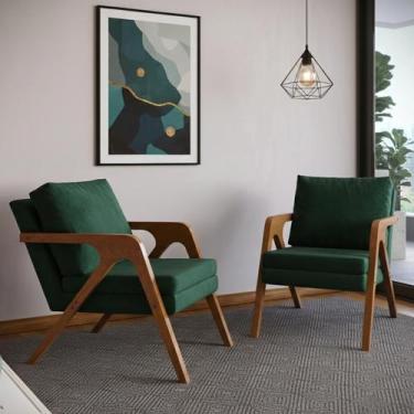 Imagem de Conjunto Kit 2 Poltronas Mona Estofado Em Veludo Decorativa Moderno Pé