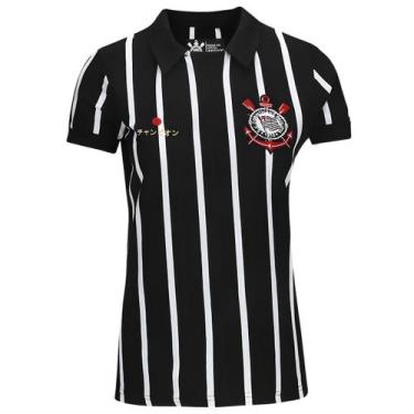 Imagem de Camisa Feminina Corinthians Retrô Japão Algodão Oficial -, Preto, g