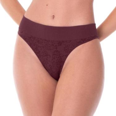 Imagem de Calcinha Tanga Jacquard sem Costura Bruma Floral Bordeaux - Zee Rucci,