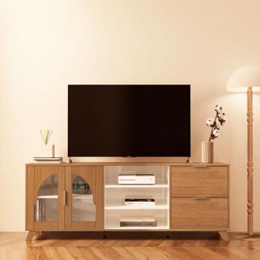 Imagem de Rack para TV Até 75 Polegadas Murano 2 Portas 2 Gavetas Cinamomo/Off White - Artely
