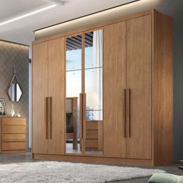 Imagem de Guarda-Roupa Casal Kylo 6 Portas 8 Gavetas 100% Mdf com Espelho Camaru - Pnr Móves
