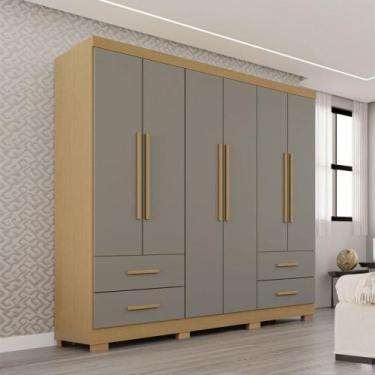 Imagem de Guarda-Roupa Casal Balder Premium 6 Portas 4 Gavetas com Pés Jequitibá