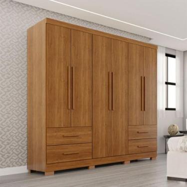 Imagem de Guarda-Roupa Casal Balder Premium 6 Portas 4 Gavetas com Pés Cinamomo 