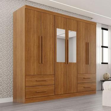 Imagem de Guarda-Roupa Casal Balder Premium 6 Portas 4 Gavetas com Espelho Cinam