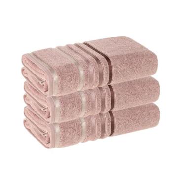 Imagem de Kit 3 Toalhas Banhão Lumina Karsten  98% Algodão e Barra Elegante, Ros