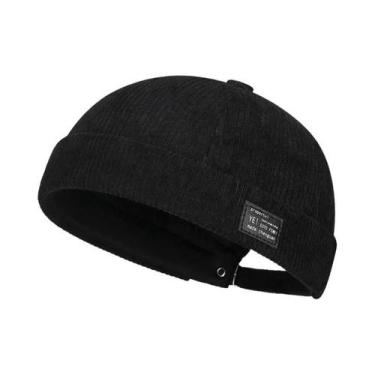 Imagem de Gorro Unissex De Veludo Listrado Em Corduroy Sem Aba Casual Para Outon