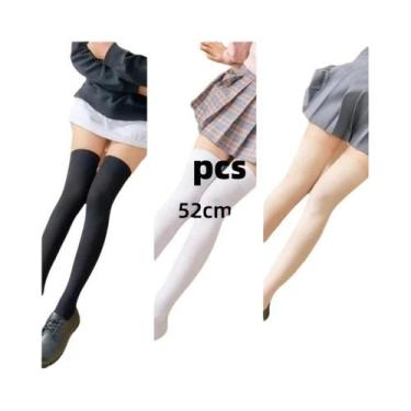 Imagem de Meias Longas Pretas E Brancas Estilo Lolita Para Mulheres, Meias Acima