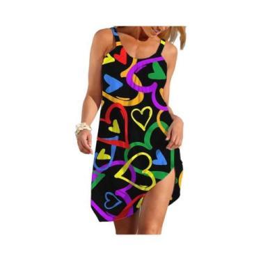 Imagem de Vestido Sem Mangas Estilo Artístico Feminino Com Impressão 3D, Tendênc