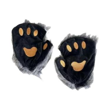 Imagem de Luvas Femininas De Inverno Quentes De Pelo Sintético Sem Dedos Com Pat