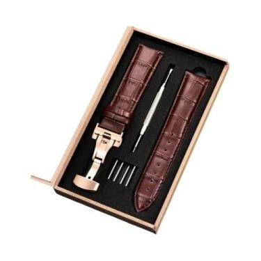 Imagem de Pulseira De Couro Para Relógio, 18mm-24mm, Fecho Borboleta De Aço Inox