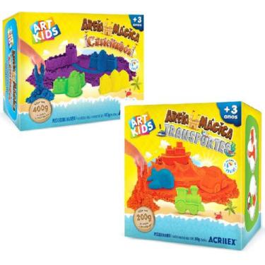 Imagem de  Kit Areia Mágica Castelinhos + Areia Mágica Transportes - Art Kids, C