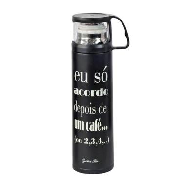 Imagem de Garrafa Isotérmica De Inox Com Frase E Tampa Com Copo 450ml - QUERO PR
