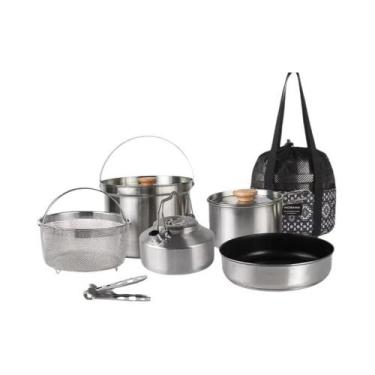Imagem de Conjunto De Panelas Grandes De Aço Inoxidável 14 22 Peças Para Camping