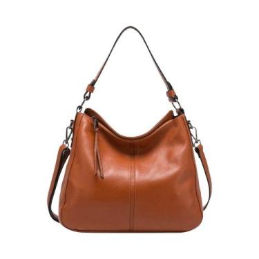 Imagem de Bolsa De Ombro Feminina Em Couro Genuine Macio, Preta E Marrom, Casual