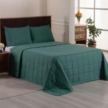 Imagem de Cobre Leito King 400 Fios Dupla Face Matelado 03 Peças Speciale Verde 