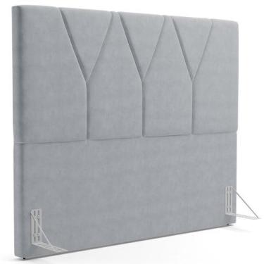 Imagem de Cabeceira Cama Box Casal Queen 160 Cm Aurora Suede Cinza - LYAM DECOR