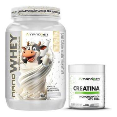 Imagem de Whey Protein Creatina 300g Combo Hipertrofia Ganho Massa Nanogen Biotecnology-Unissex