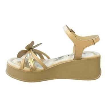 Imagem de Sandalia Anabela Infantil Menina Pink Cats Casual Conforto Borboleta Brilho Antiderrapante V5734 Mar-Feminino