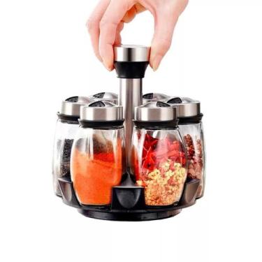 Imagem de Porta Tempero Giratório Inox com 6 Potes 110ml  Hauskraft
