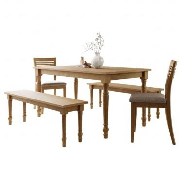 Imagem de Mesa de Jantar 2 Bancos 2 Cadeiras Rubi Madeira Macica Taeda Festra