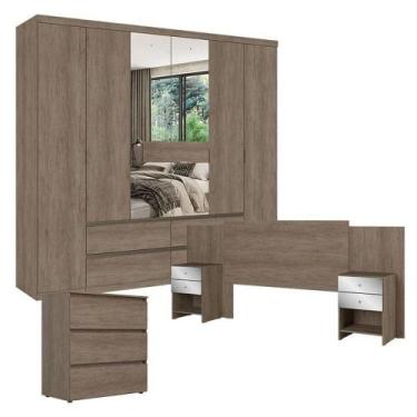 Imagem de Guarda Roupa Casal Nobre 6 Portas Glass Com Cômoda Gaveteiro Condessa 