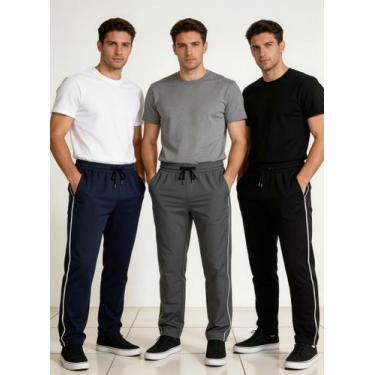 Imagem de Kit 3 Calças Tactel Premium Reforçada C Bolsos Masculina - Olv Jeans, 