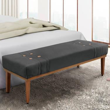 Imagem de Recamier Gênova Decorativo em Suede com Base de Madeira Maciça Assento D26 Cinza 0 90m