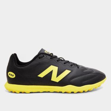 Imagem de Chuteira Society New Balance 442 Unissex, Preto, Amarelo, 42