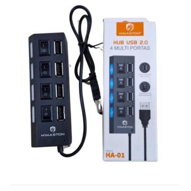 Imagem de Hub Usb 2.0 - Multi 4 Portas Adaptador Extensor Hub Preto, Preto