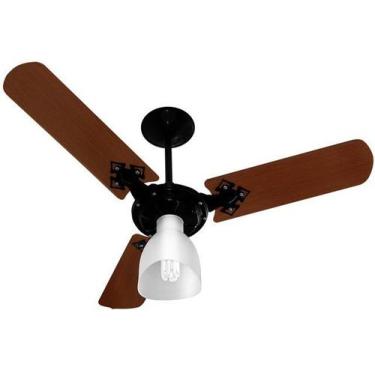 Imagem de Ventilador de Teto com 3 Pas Preto e Madeira com Lustre 127V VENTI DEL