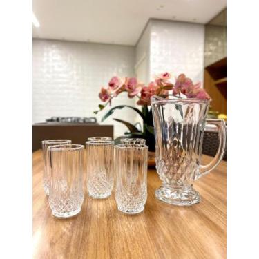 Imagem de Conjunto 7 Pecas Elegante Mesa Posta Jarra Com 6 Copos Vidro Linha Dia